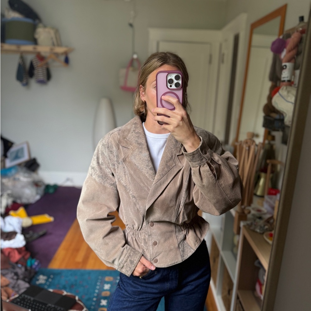 Vintage 1980s Chia suede and leather jacket with snake skin